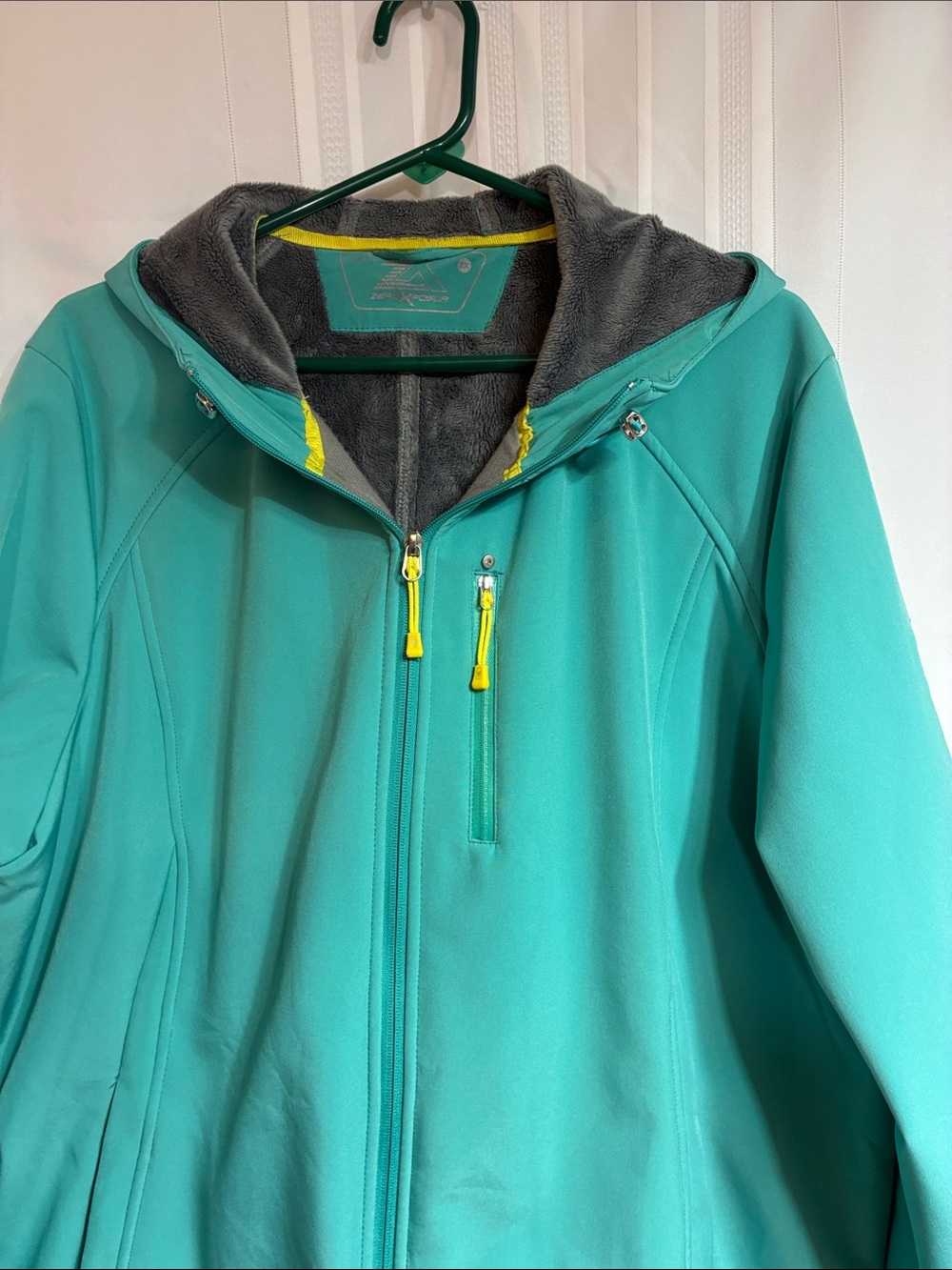 ZeroXposur Teal Hooded Ski Jacket with Gray Fleece Lining